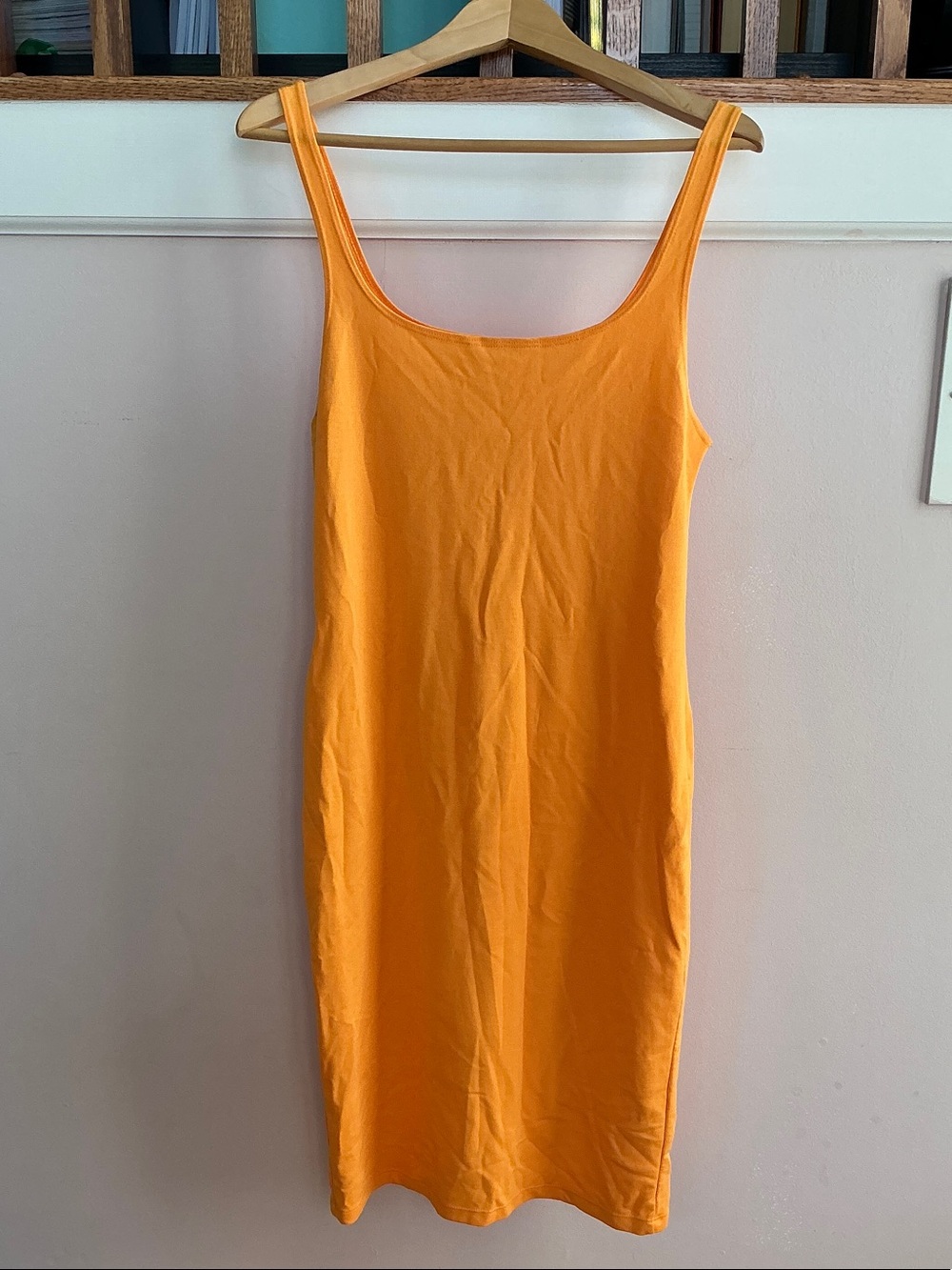 Zara Bright Orange Scoop-Neck Midi Tank Dress